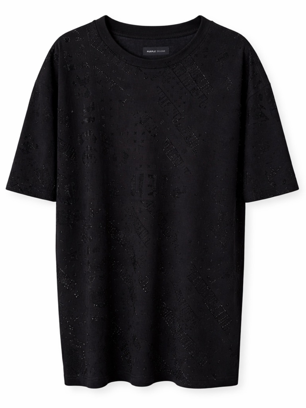 Purple Brand Rhinestone Heavyweight Jersey T-Shirt Black